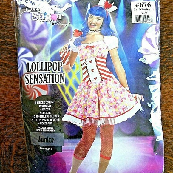 Kids Lollipop Sensation Sugar Sugar Size 7-9 Candy Girl Fancy Dress Up Halloween - Picture 16 of 16